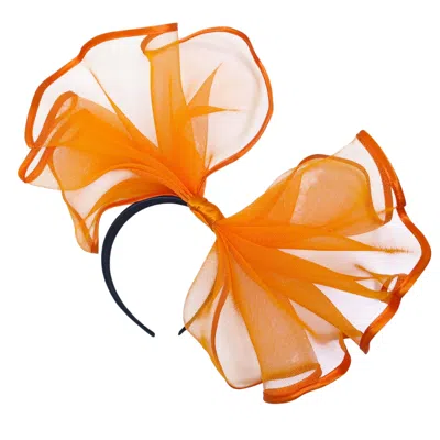 Cy Boutique Women's Large Wide Brim Bow Fascinator In Orange
