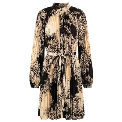 Cy Boutique Women's Leopard Scarf Print Full Pleated Shirt Dress In Orange