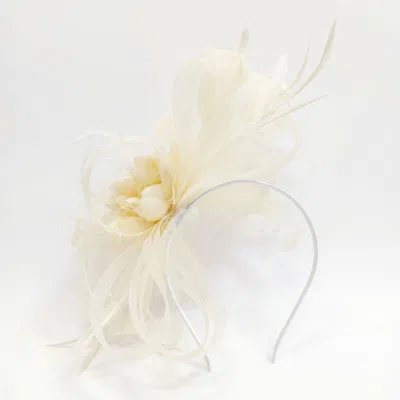 Cy Boutique Women's Neutrals Feather & Floral Fascinator Headband In Ivory Cream In White