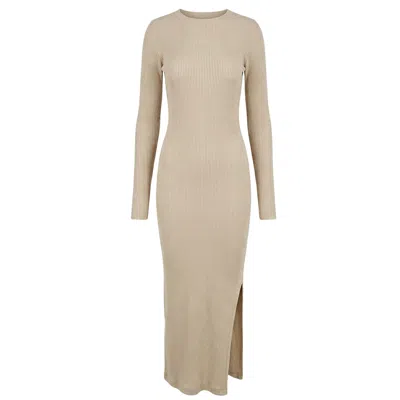 Cy Boutique Women's Neutrals Long Sleeves Knit Bodycon Dress In Beige In Sand
