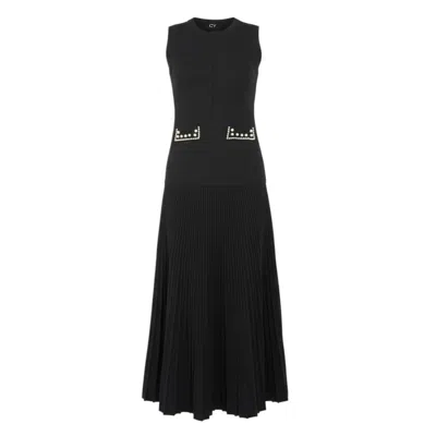 Cy Boutique Women's Pearl Bead Pointelle Knit Bodycon Midi Dress In Black