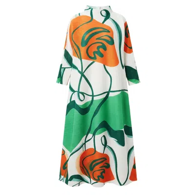 Cy Boutique Women's Pleated Dress In Green Floral Print In Multi