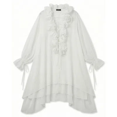 Cy Boutique Women's Rose Floral Tie-neck Oversized Midi Dress In White