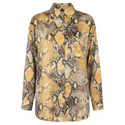 Cy Boutique Women's Silky Feeling Long Sleeve Shirt In Yellow Leopard Print