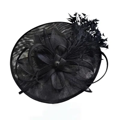 Cy Boutique Women's Statement Fascinator Hat With Feather Detail In Black