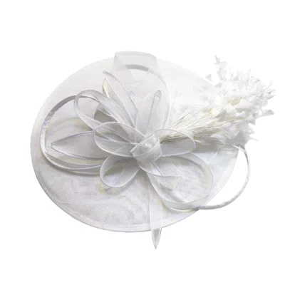 Cy Boutique Women's Statement Fascinator Hat With Feather Detail In White