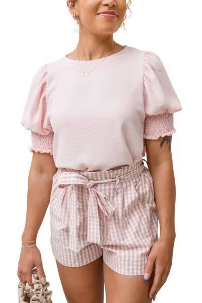 Cy Fashion Prim & Pretty Gingham Tie Shorts In Pink