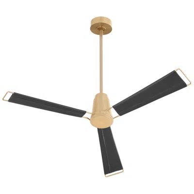 Cyan Design 60"  Zephyr Aged Brass And Leather Ceiling Fan With Remote In Black