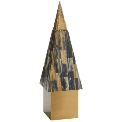 Cyan Design Cairo 20" High Antique Brass And Mosaic Spire Sculpture In Multi