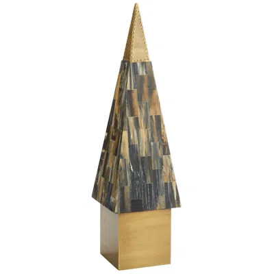 Cyan Design Cairo 23" High Antique Brass And Mosaic Spire Sculpture In Multi