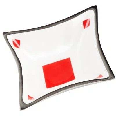 Cyan Design Diamond Card Decorative Serving Tray In Nickel,red,white