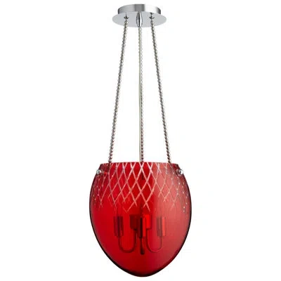 Cyan Design Etched 3-light Unique / Statement Urn Pendant In Red