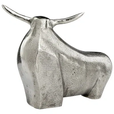 Cyan Design Freeplay Bull Sculpture In Raw Nickel