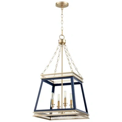 Cyan Design Gerard 4 - Light Lantern Square / Rectangle Pendant In Blue