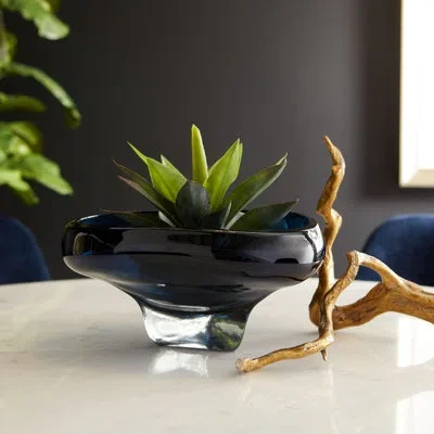Cyan Design Glass Abstract Decorative Bowl In Blue
