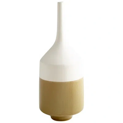 Cyan Design Groove Line Olive Crackle/white Ceramic Table Vase In White;olive Crackle