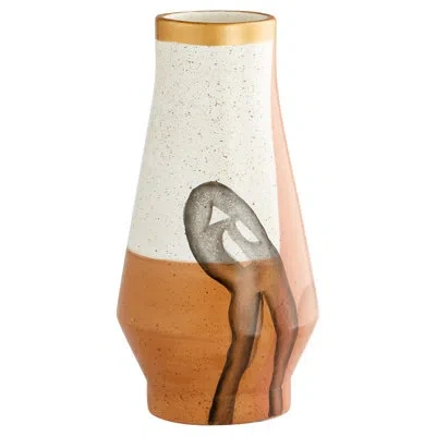 Cyan Design Hiraya Handmade Ceramic Table Vase In Brown;white;bronze;rust