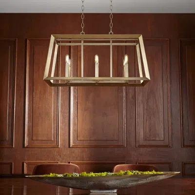 Cyan Design Hyperion 6 - Light Lantern Geometric Chandelier In Aged Silver Leaf