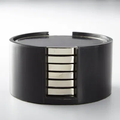 Cyan Design Jameson 7 Piece Coaster Set With Holder In Black;nickel