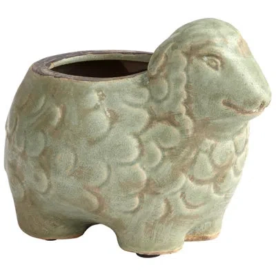 Cyan Design Lala Lamb Terracotta Statue Planter In Green;green Glaze