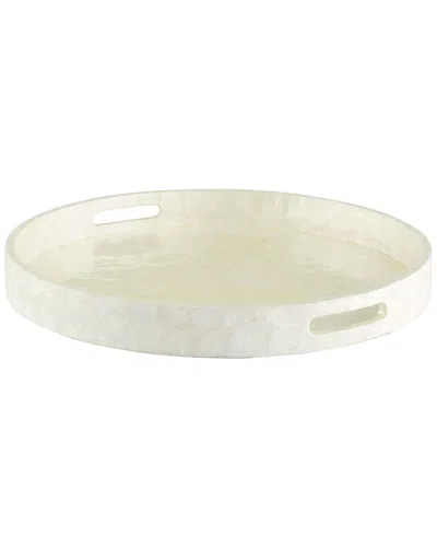 Cyan Design Large Triton Pearl Round Tray In White