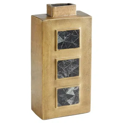 Cyan Design Malkata Aluminum Table Vase In Black;antique Brass