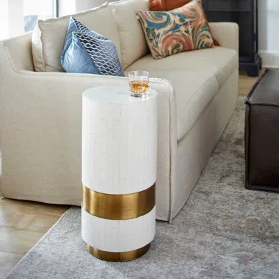 Cyan Design Monoco Pedestal End Table In White