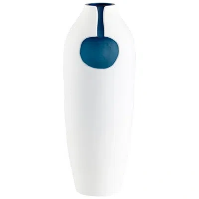 Cyan Design Oracle White/blue 14" Glass Table Vase In Blue;white