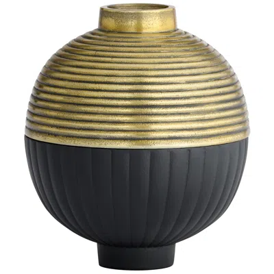 Cyan Design Orb Box - Matte Black - Antique Brass