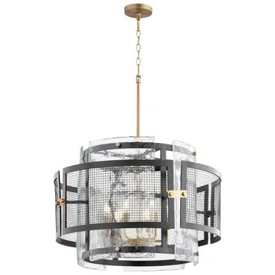 Cyan Design Panorama 6 - Light Unique / Statement Drum Chandelier In Matte Black;antique Brass