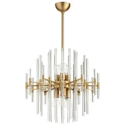 Cyan Design Quebec 6 - Light Unique / Statement Geometric Chandelier In Antique Brass