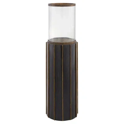Cyan Design Reed Floor Hurricane In Antique Brass,dark Brushed Mango