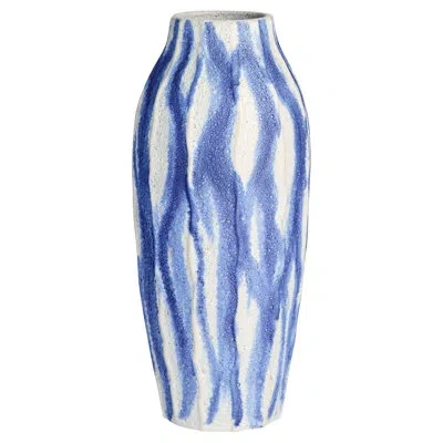 Cyan Design Ripple Handmade Ceramic Table Vase In Chalk White,blue