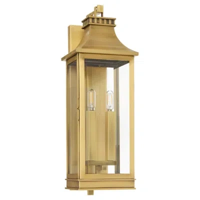 Cyan Design Salem 2 Light Outdoor Wall Sconce | Heritage Brass In Clear,transparent Glass;heritage Brass;laiton