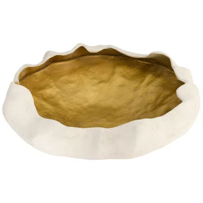 Cyan Design Selene Low Bowl - White - Gold - Large