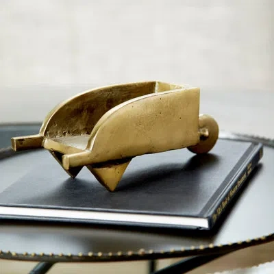 Cyan Design Token Wheelbarrow Decorative Sculpture In Aged Brass
