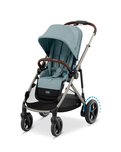 Cybex E Gazelle S Electronic Assist Stroller In Taupe Frame With Stormy Blue Seat