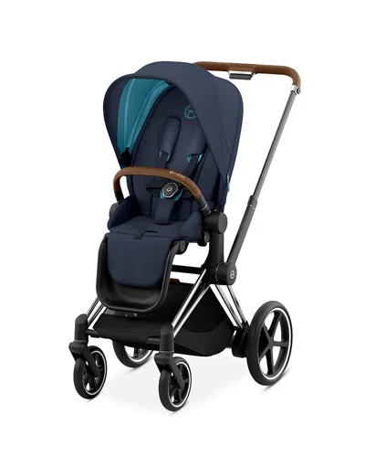 Cybex E-priam 2 Smart Stroller In Chrome/brown In Blue
