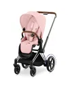 Cybex E-priam 2 Smart Stroller In Matte Black In Chrome/brown/peach Pink