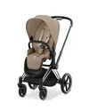 Cybex Priam 4 Stroller Chrome Frame And Black Handle In Chrome/black/cozy Beige