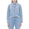 Cycle Bleach Hailey Crop Trucker Jacket In Blue