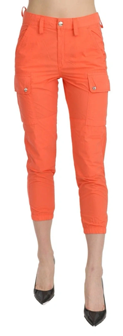 Cycle Cotton Orange High Waist Skinny Cropped Trouser Pants