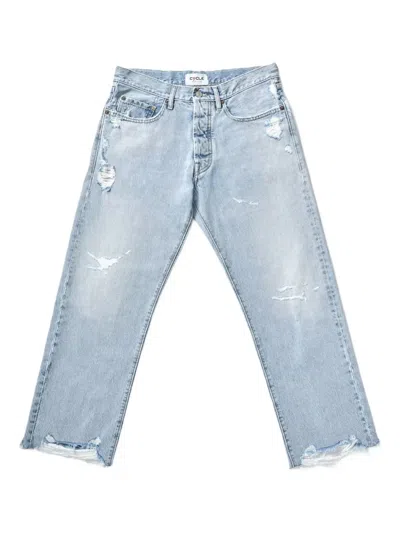 Cycle Distressed Straight-leg Jeans