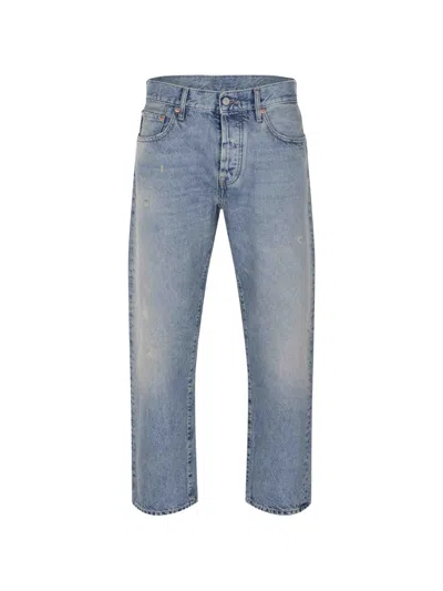 Cycle Distressed-effect Straight-leg Jeans In Blue