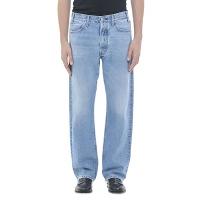 Cycle Full Wide Straight Leg Denim Jeans In Blue