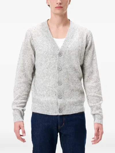 Cycle Ivan Brushed-knit Button-up Cardigan In Grey