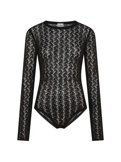 Cycle Lace-knit Long-sleeve Bodysuit In Black