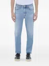 Cycle Logo-patch Frayed Jeans In Blue