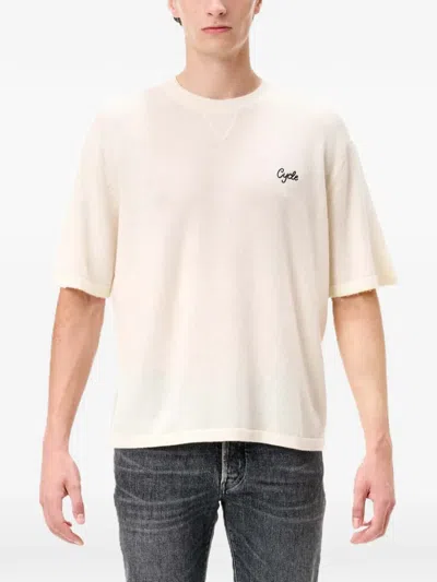 Cycle Logo-embroidered V-insert T-shirt In Neutrals