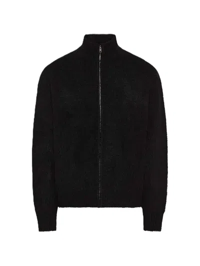 Cycle Maglie Logo-embroidered Zip-up Cardigan In Black